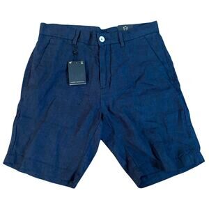 Porter & Ash Mens 29 100% Linen Navy Blue Shorts NWT
